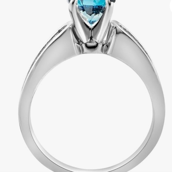 Blue and White Diamond Engagement Ring - Picture 8 of 9